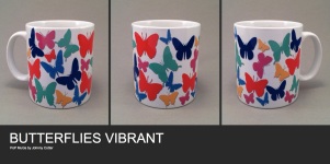 Butterflies Vibrant Pop Mugs by Johnny Cotter